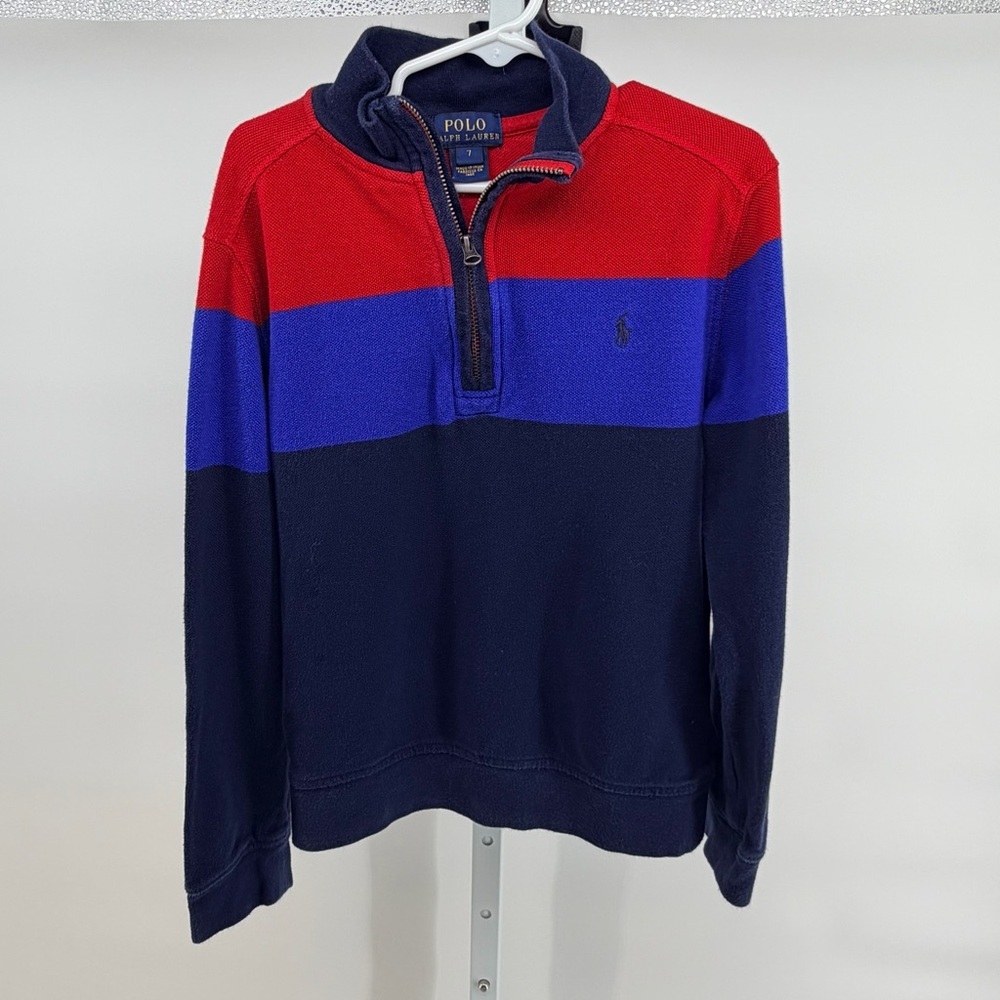 Polo by Ralph Lauren Red/Royal Blue/Navy lightweight Half-Zip Top
